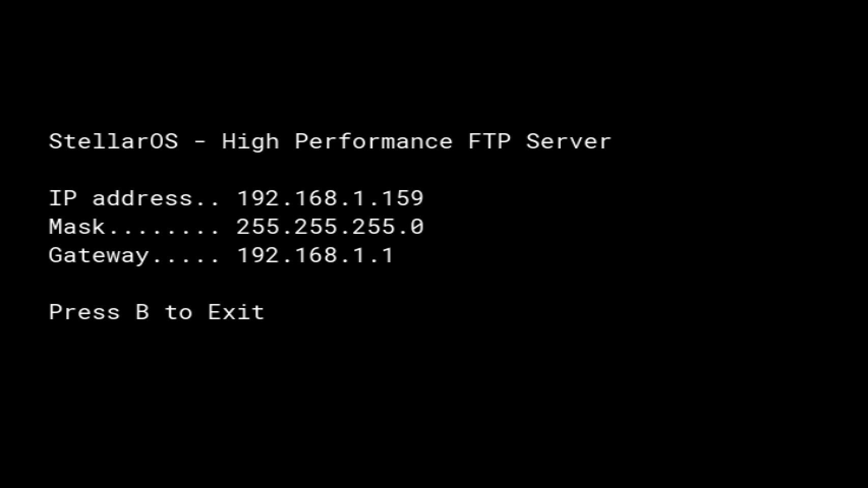 FTP Server Screen